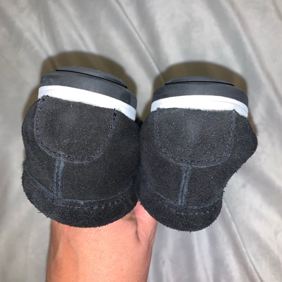 Minnetonka Women's Moccasins boat shoes Black Suede fringe Kilty plus flats 7 - Picture 5 of 8